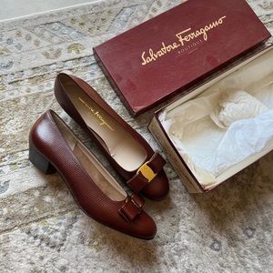 Salvatore Ferragamo Calf Lizard Flats